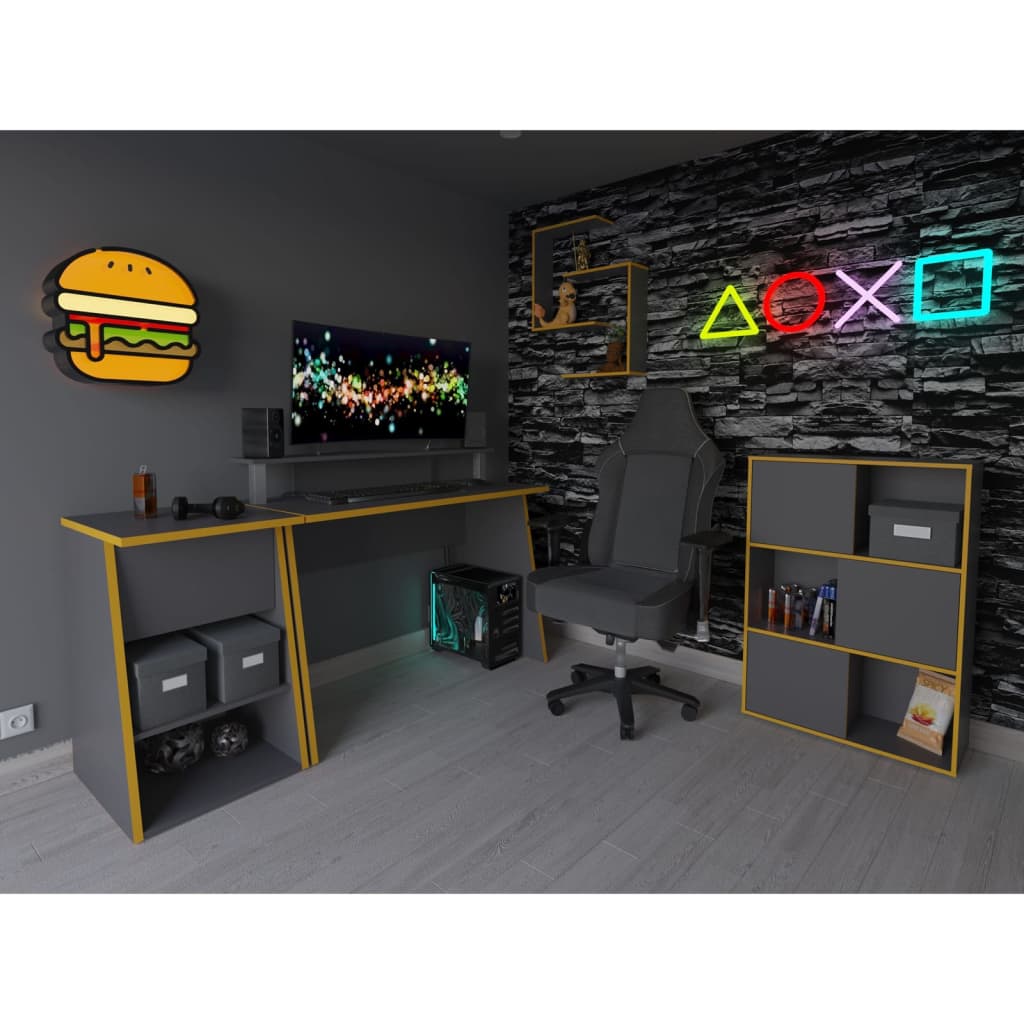 Billede af FMD sidebord til gaming med 2 åbne rum 49,4x50x77,7 cm antracitgrå