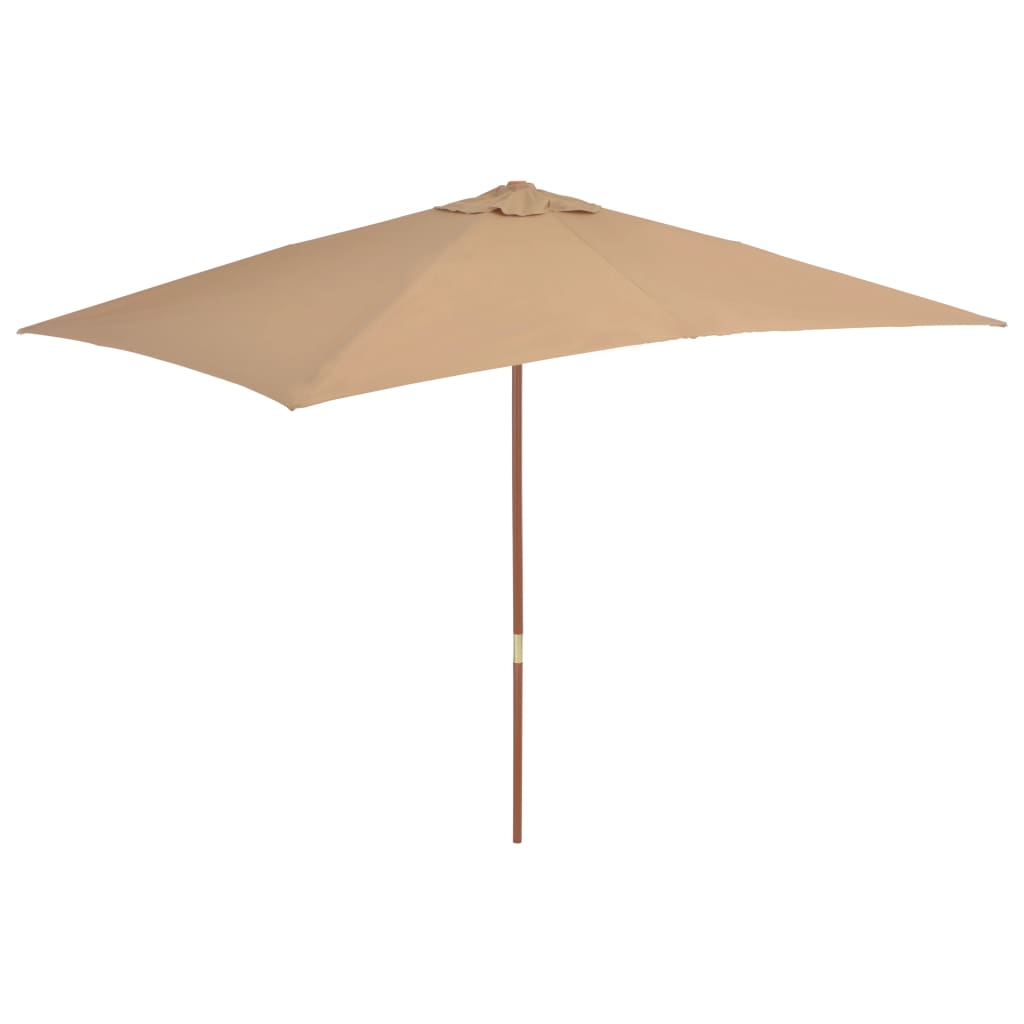 Billede af udendørs parasol med træstang 200 x 300 cm gråbrun hos BoligGigant