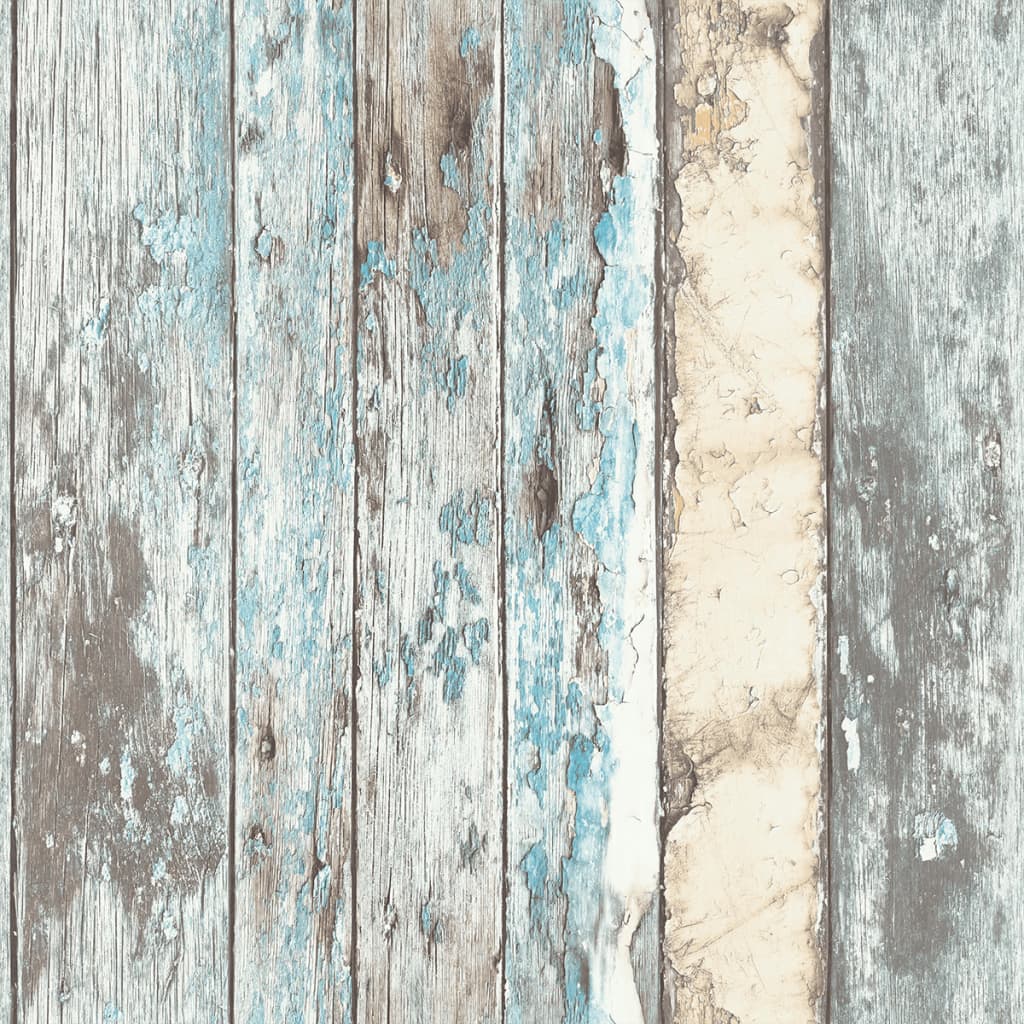 Billede af DUTCH WALLCOVERINGS tapet scrapwood blå PE10012