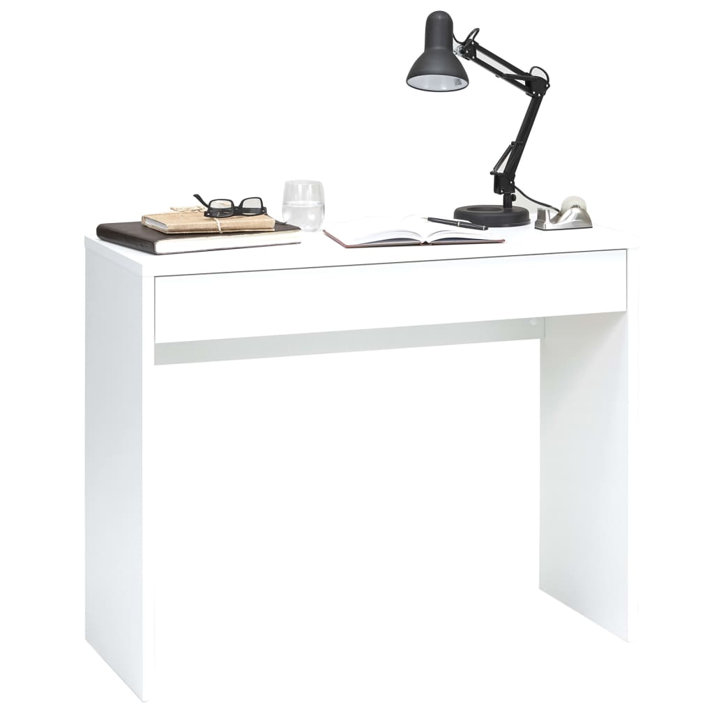 Se FMD skrivebord med bred skuffe 100 x 40 x 80 cm egetræsfarve hos BoligGigant