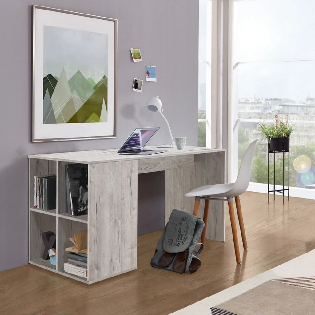 Billede af FMD skrivebord med sidehylder 117 x 72,9 x 73,5 cm hvid hos BoligGigant