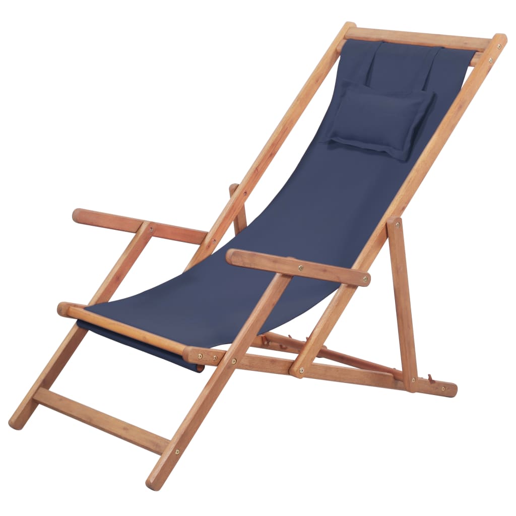 Billede af foldbar strandstol stof og træstel blå hos BoligGigant