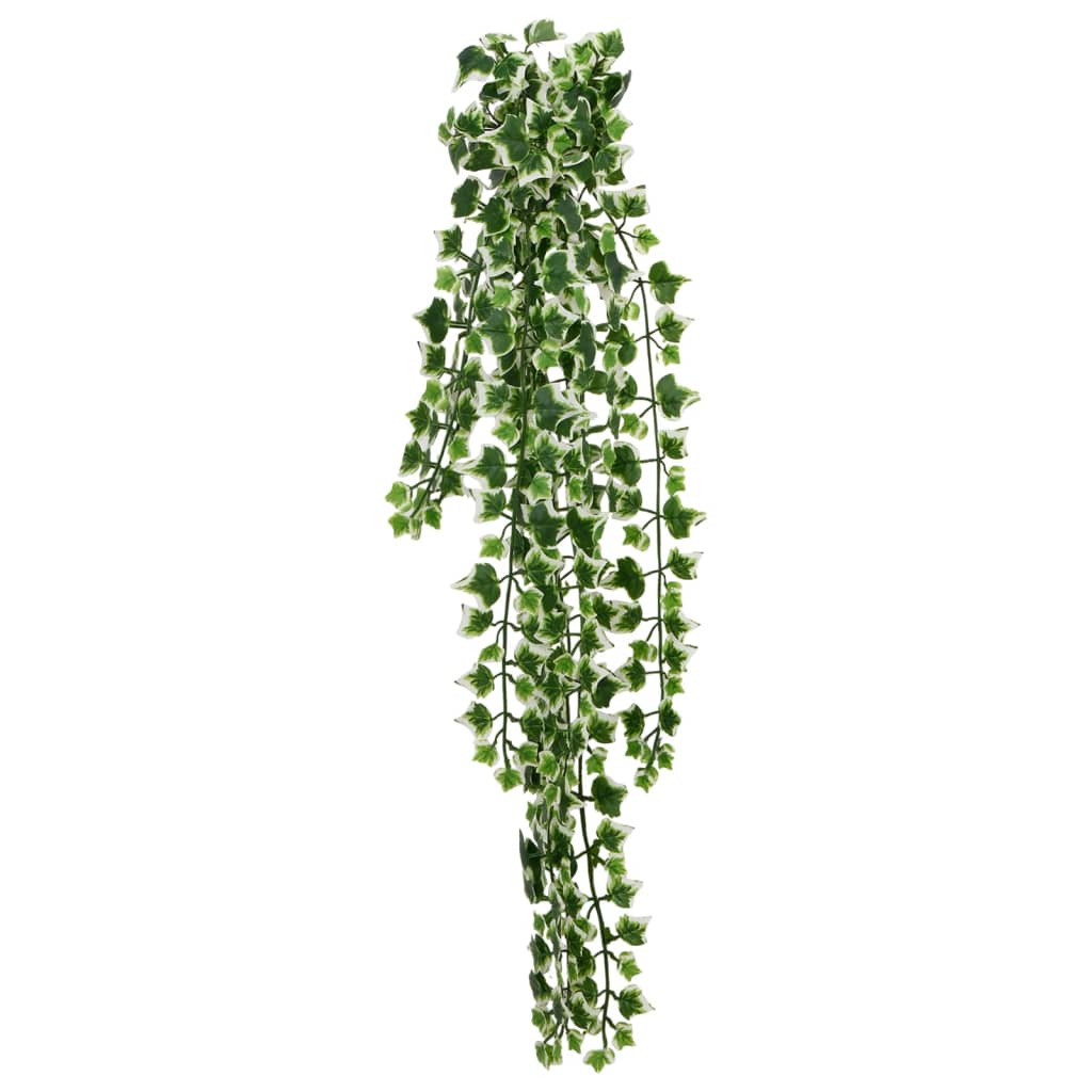 kunstige hængeplanter 12 stk. 339 blade 90 cm grøn og hvid