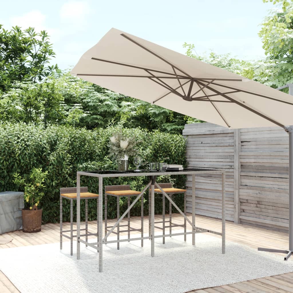 barbord med glasplade 110x70x110 cm polyrattan sort