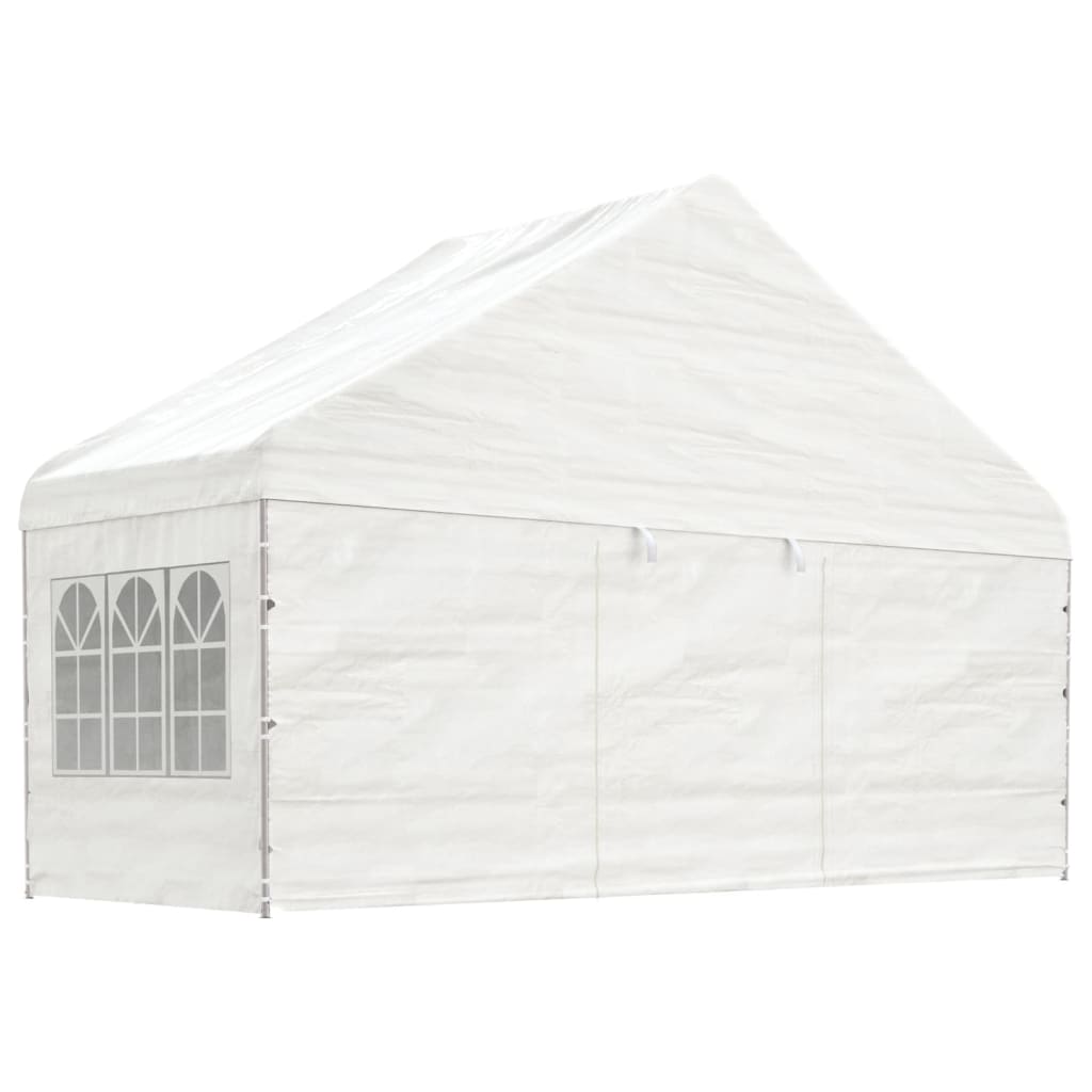 pavillon med tag 5,88x2,23x3,75 m polyethylen hvid