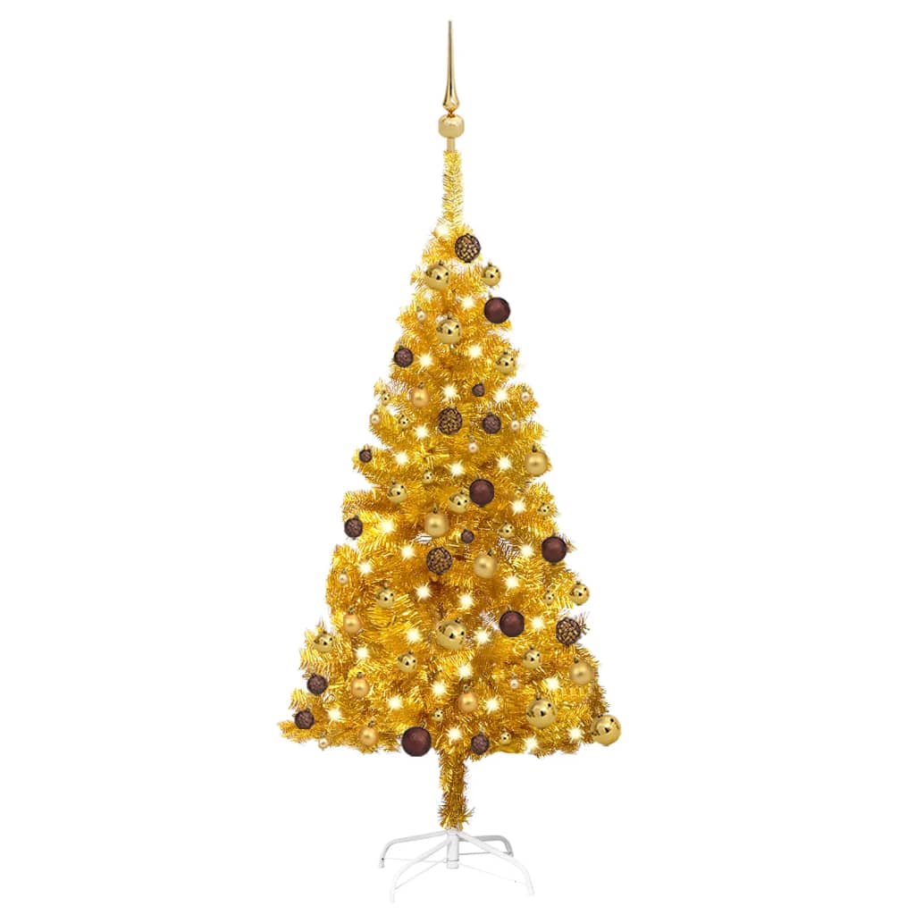 Billede af kunstigt juletræ med lys og kuglesæt 180 cm PVC sort hos BoligGigant