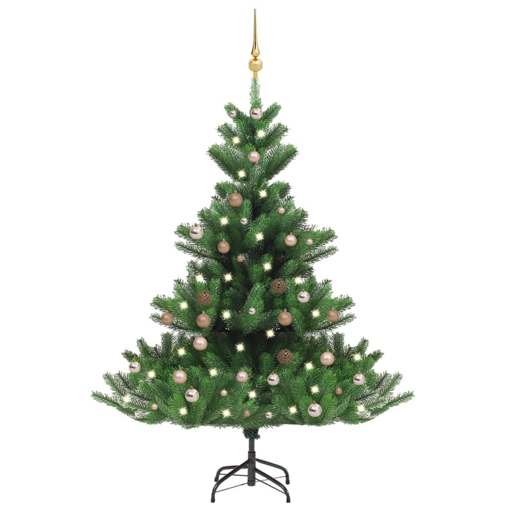 Billede af kunstigt juletræ nordmannsgran LED og kuglesæt 210 cm grøn hos BoligGigant