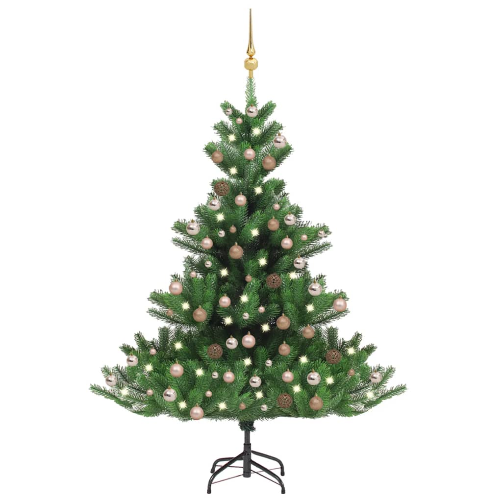 Billede af kunstigt juletræ nordmannsgran LED og kuglesæt 210 cm grøn hos BoligGigant