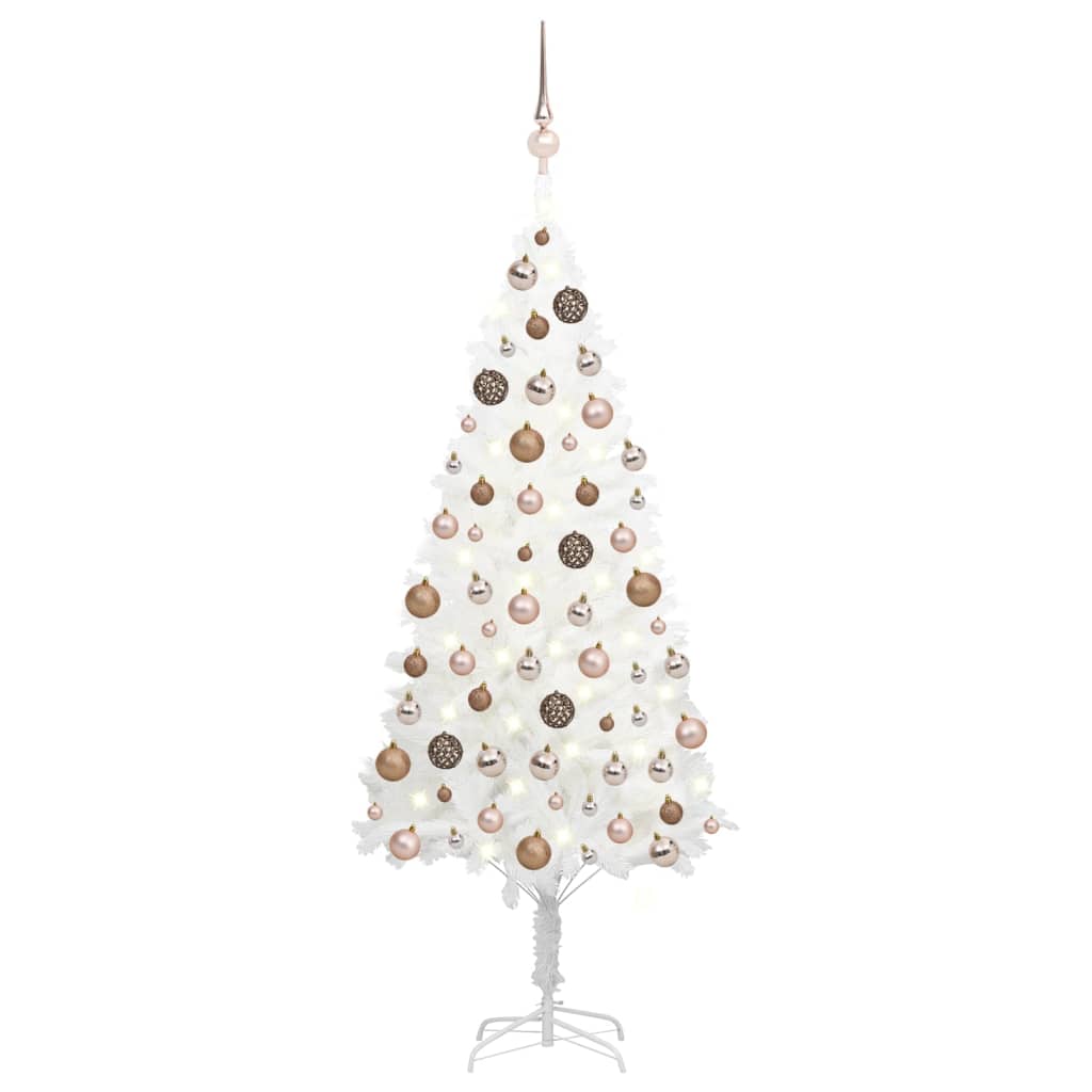 Billede af kunstigt juletræ med lys og kuglesæt 120 cm hvid hos BoligGigant