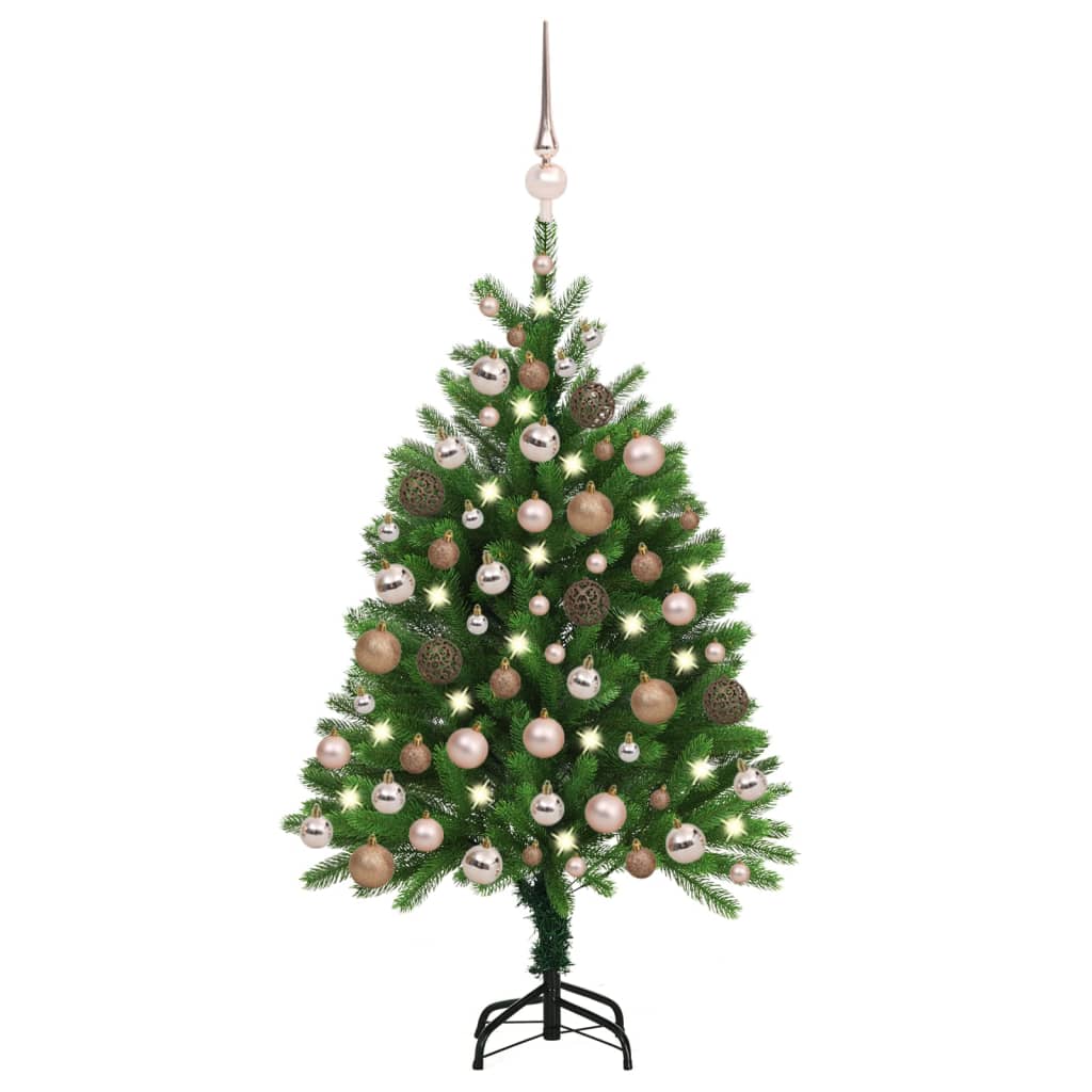 Billede af kunstigt juletræ med lys og kuglesæt 180 cm grøn hos BoligGigant