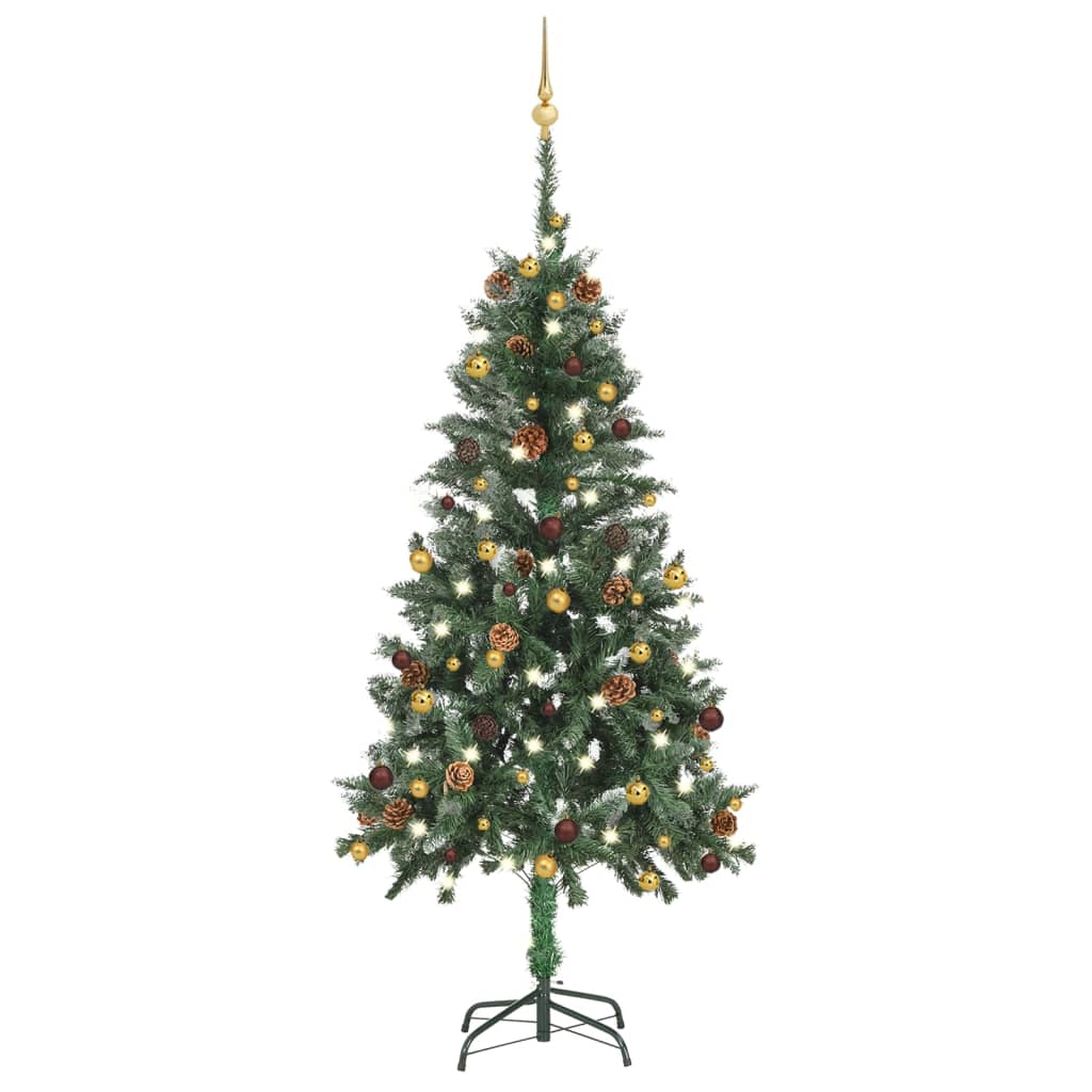 Billede af kunstigt juletræ med lys og kuglesæt 210 cm grøn hos BoligGigant
