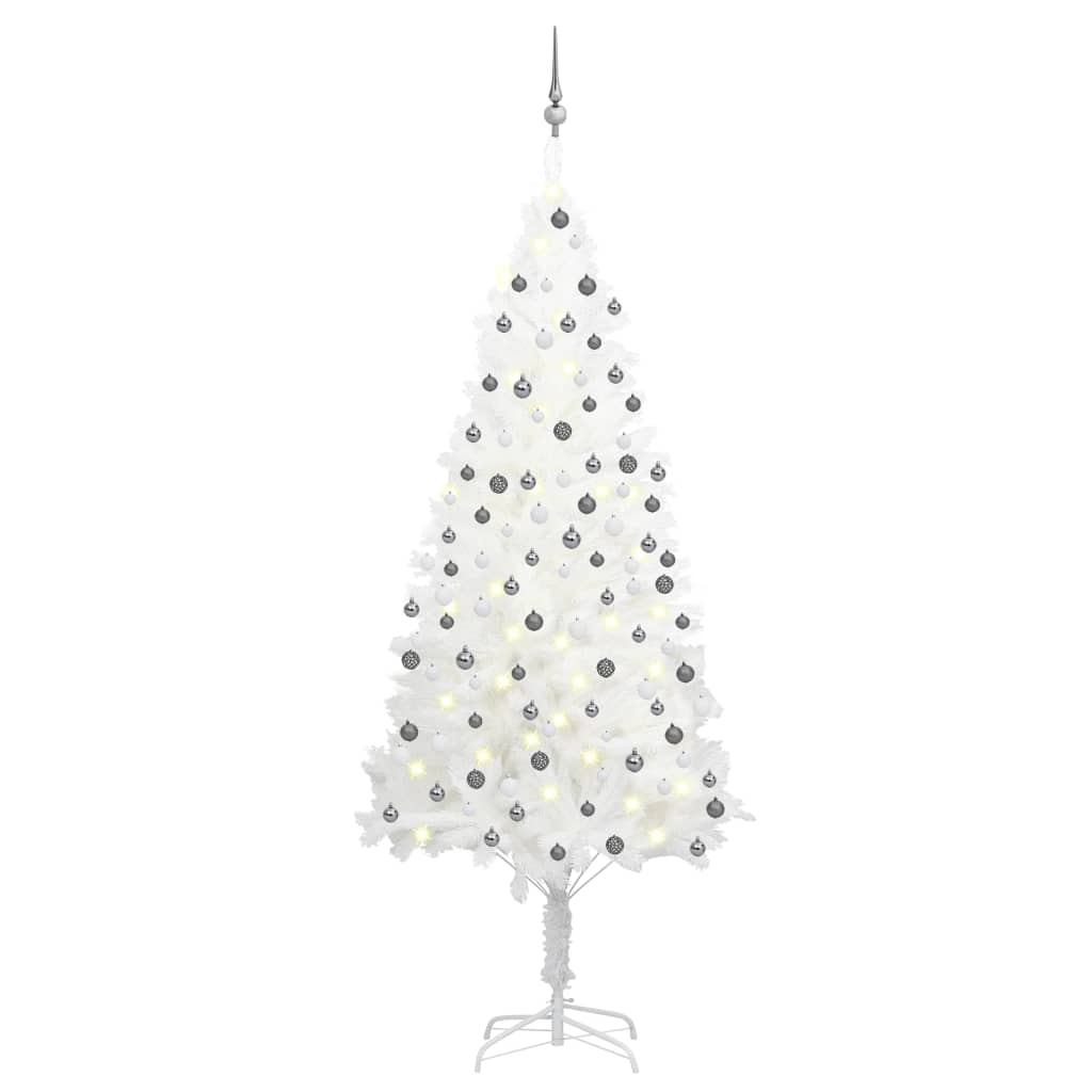 Billede af kunstigt juletræ med lys og kuglesæt 120 cm hvid hos BoligGigant