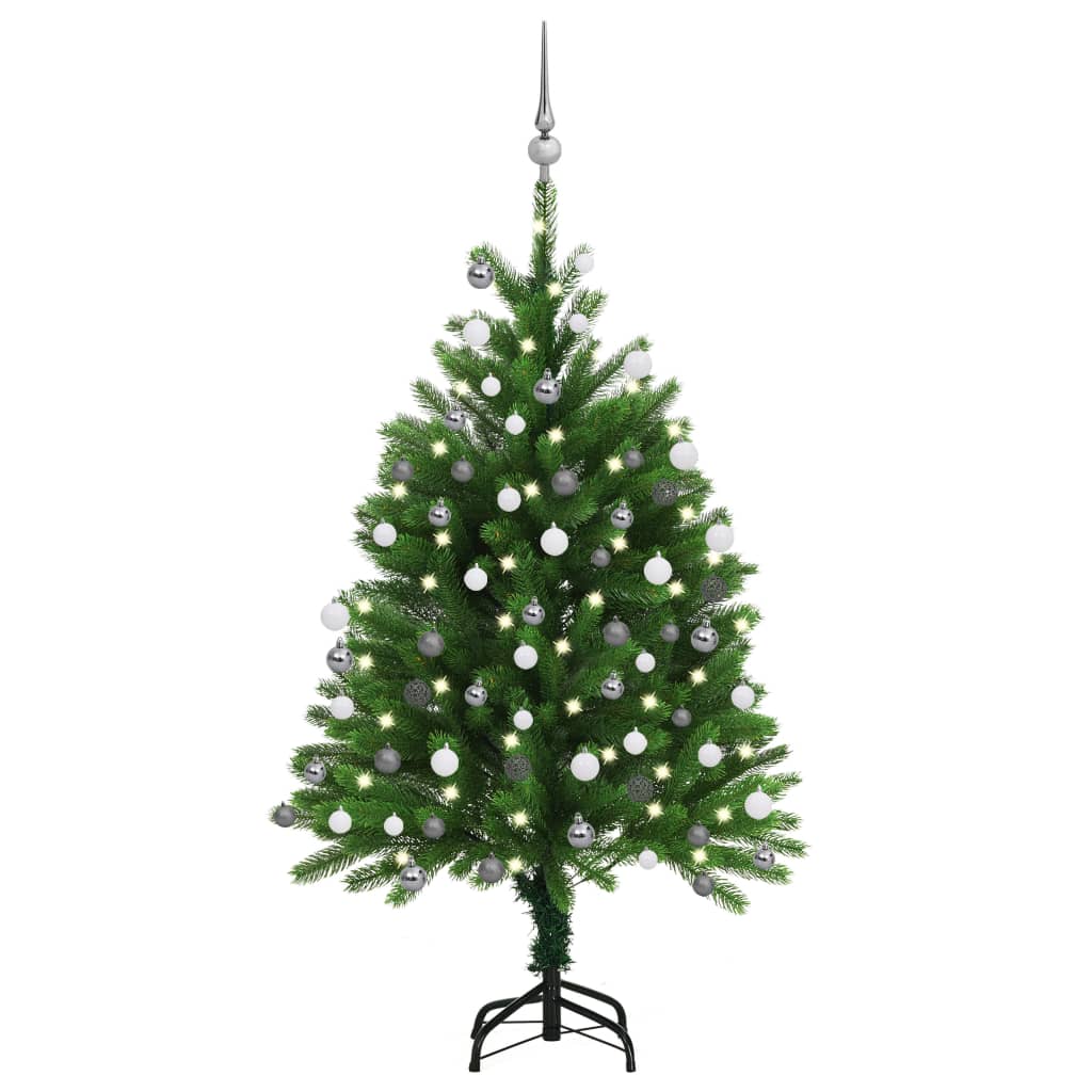 Billede af kunstigt juletræ med lys og kuglesæt 180 cm grøn hos BoligGigant
