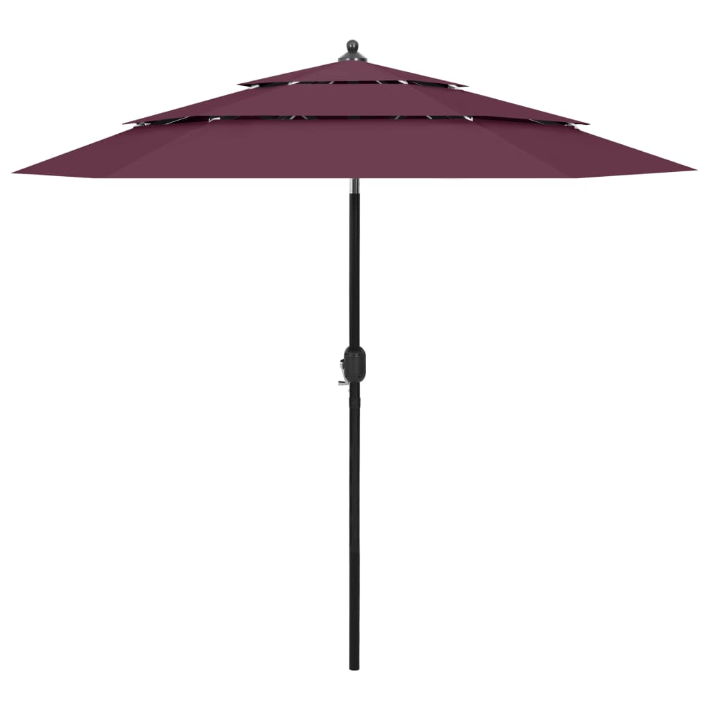 Billede af parasol med aluminiumsstang i 3 niveauer 2,5 m bordeaux