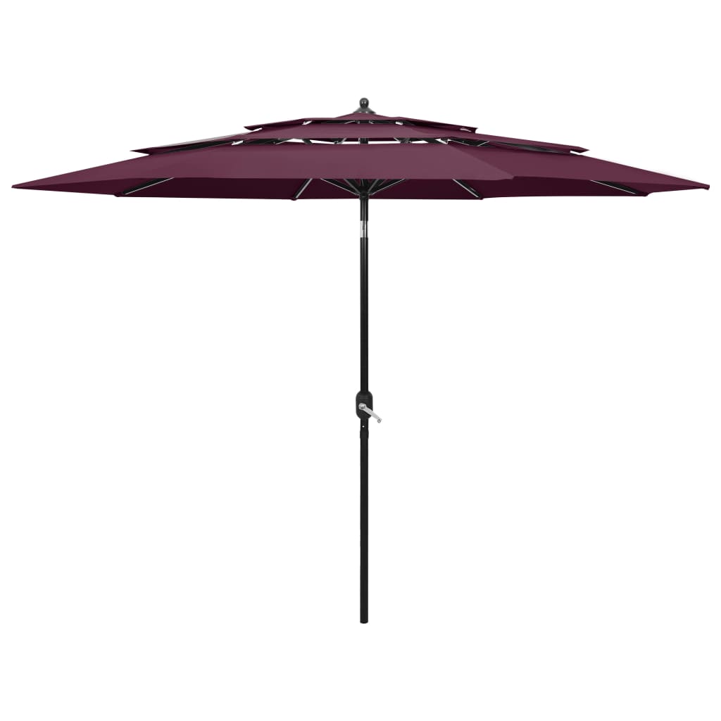 Billede af parasol med aluminiumsstang i 3 niveauer 2,5 m bordeaux