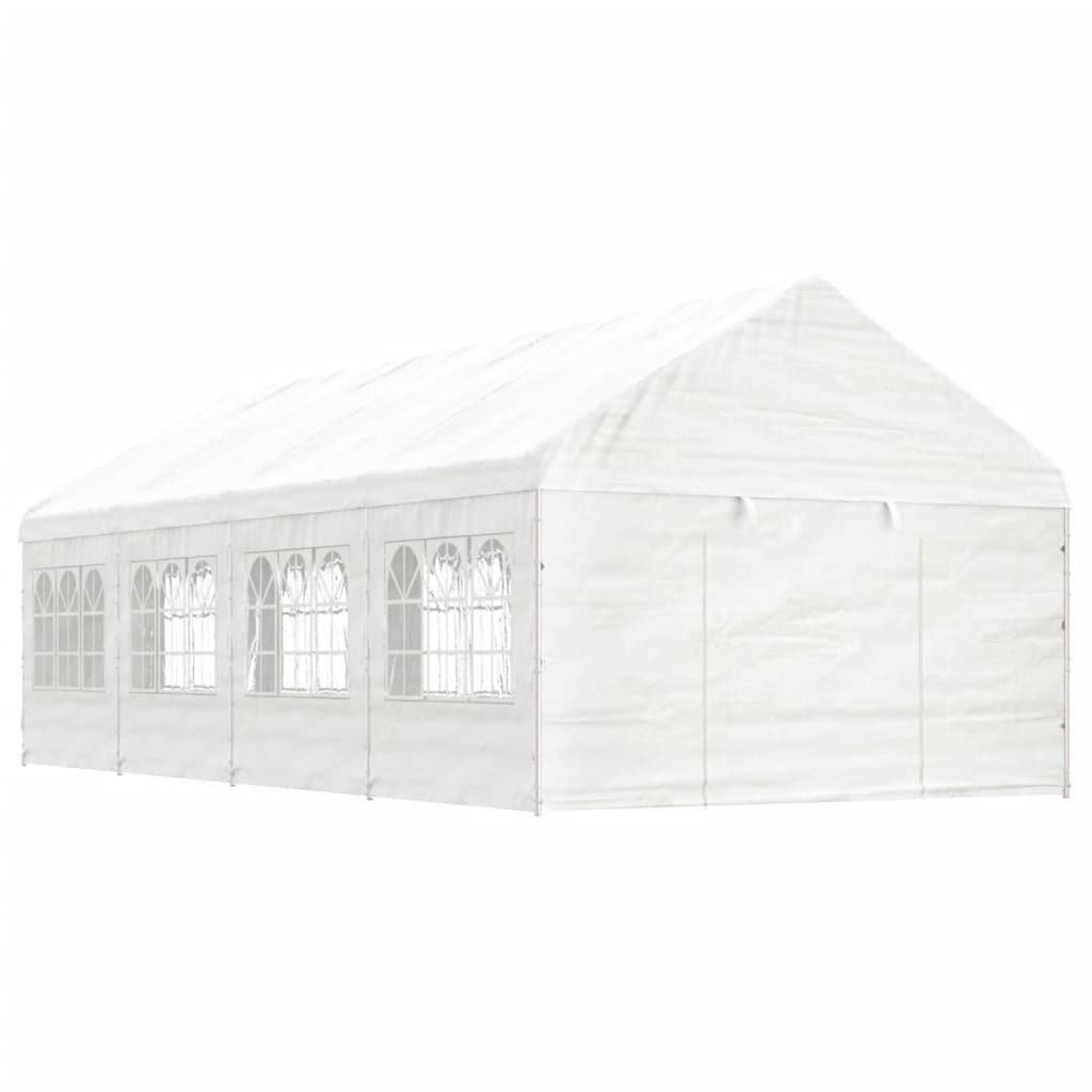 pavillon med tag 15,61x4,08x3,22 m polyethylen hvid