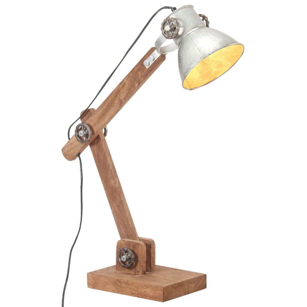 Billede af industriel skrivebordslampe 58x18x90 cm E27 rund sølvfarvet hos BoligGigant