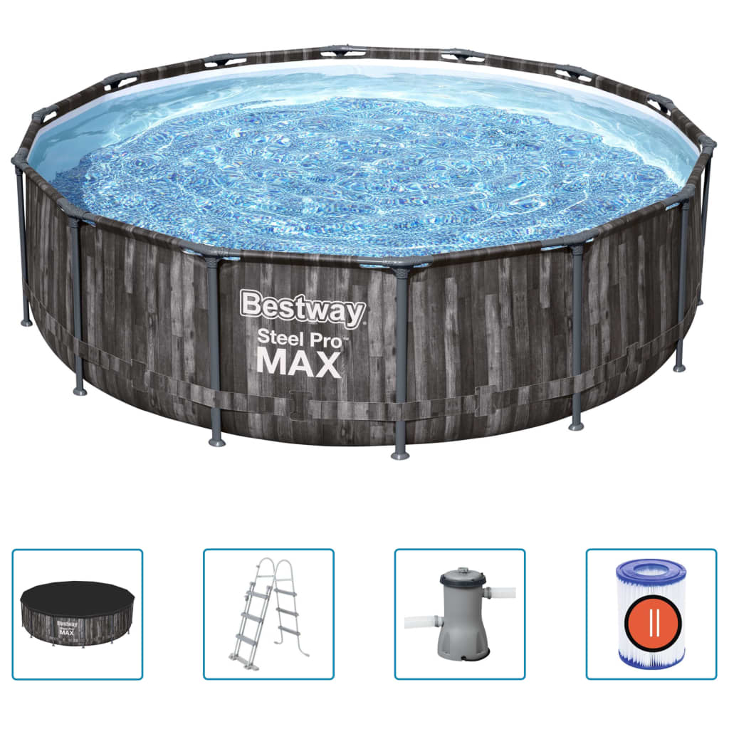 Se Bestway Steel Pro MAX swimmingpoolsæt 427x107 cm rund hos BoligGigant