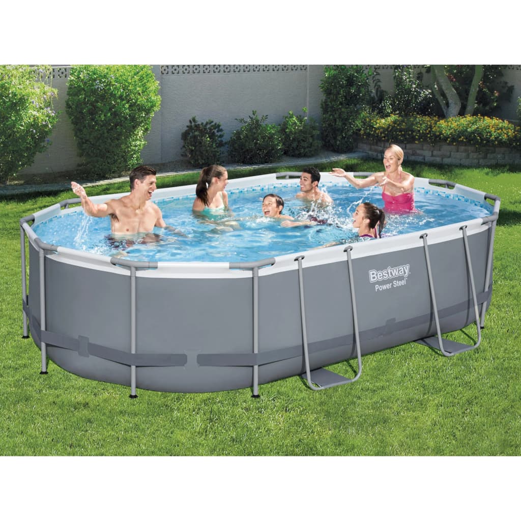 Billede af Bestway Power Steel swimmingpoolsæt 488x305x107 cm oval