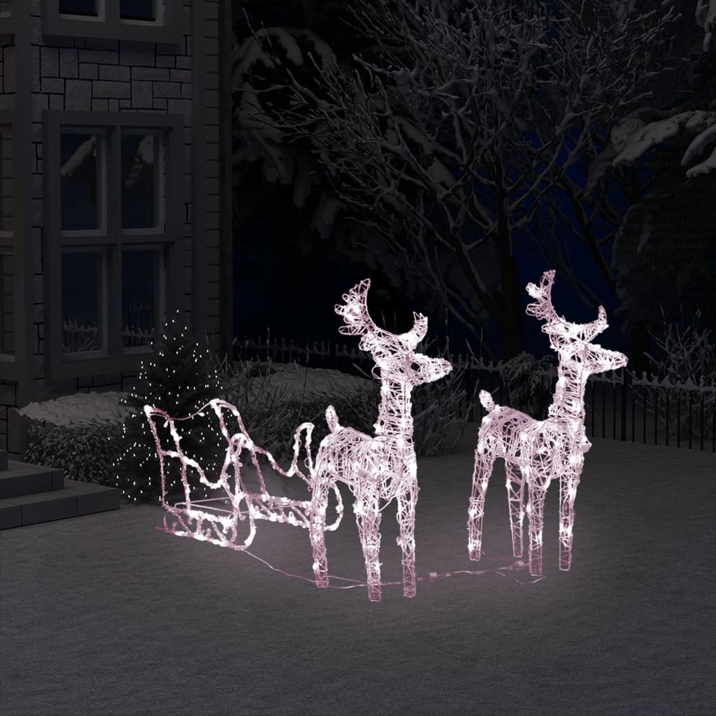 Billede af rensdyr og kane julefigur 160 LED'er 130 cm akryl hos BoligGigant
