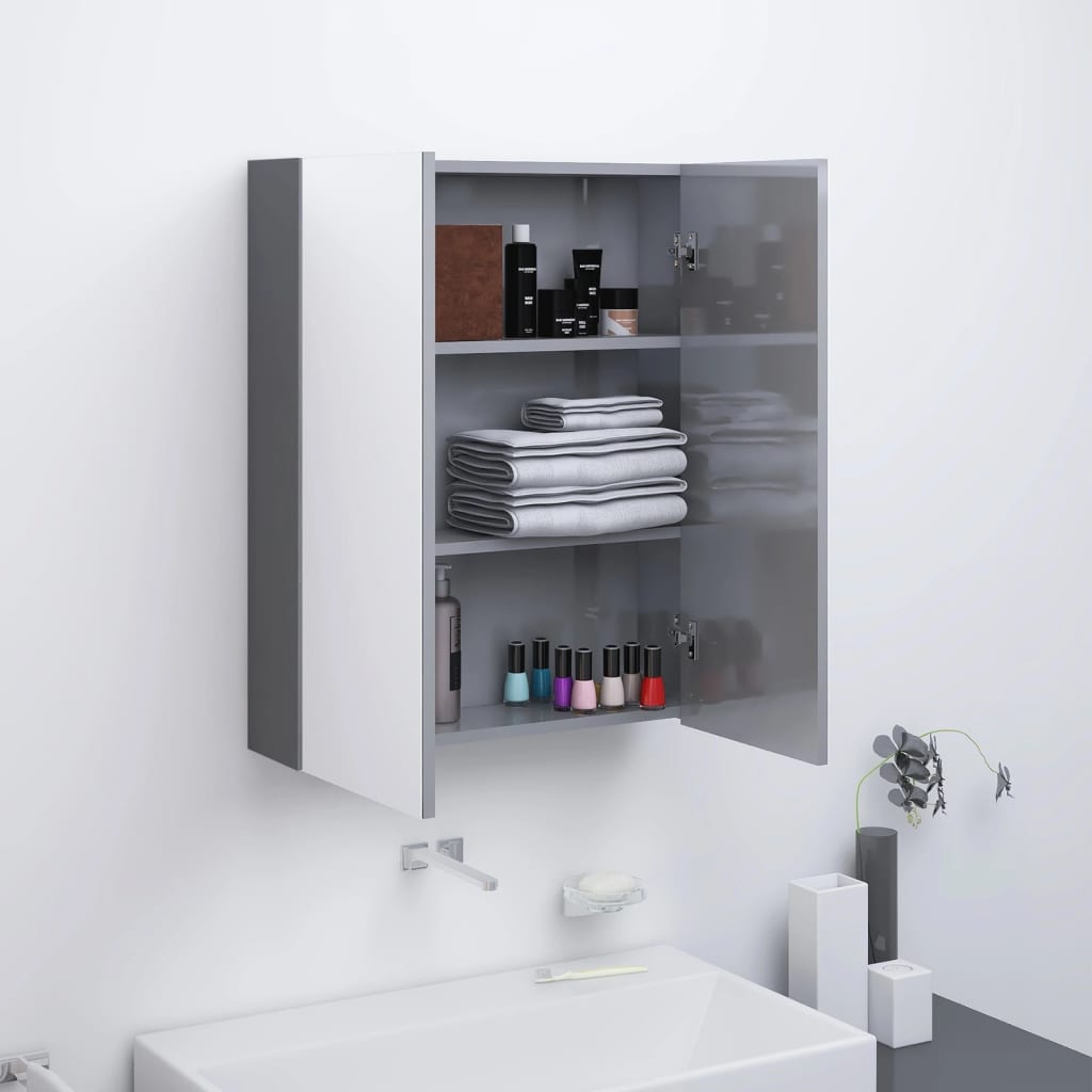 Billede af badeværelsesskab med spejl 60x15x75 cm MDF grå hos BoligGigant