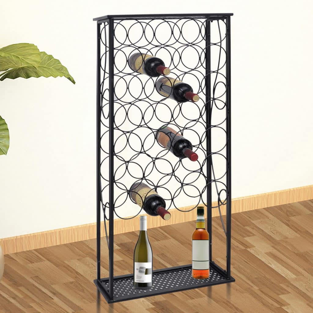 Billede af vinreol med glasholder 9 flasker metal hos BoligGigant