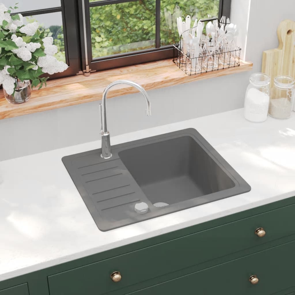 Billede af køkkenvask enkelt vask granit sort hos BoligGigant