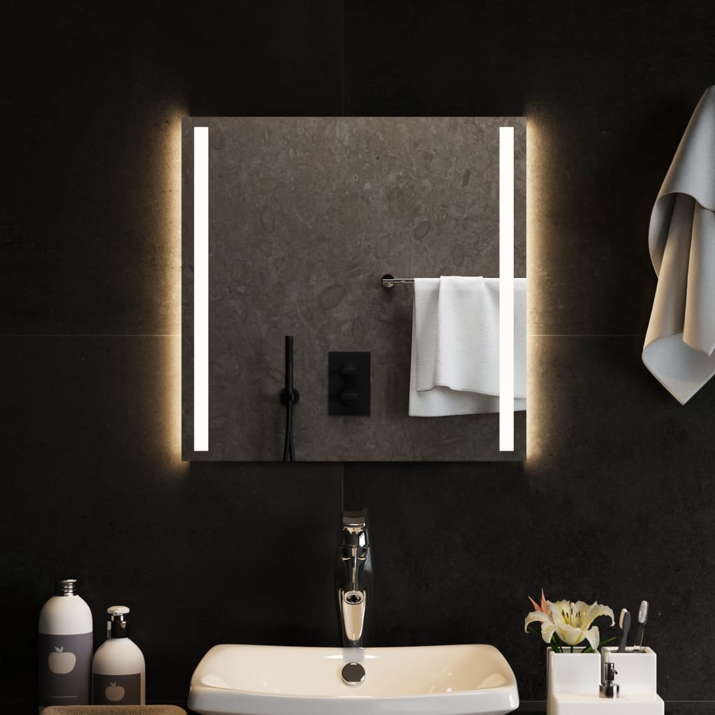 badeværelsesspejl med LED-lys 50x50 cm
