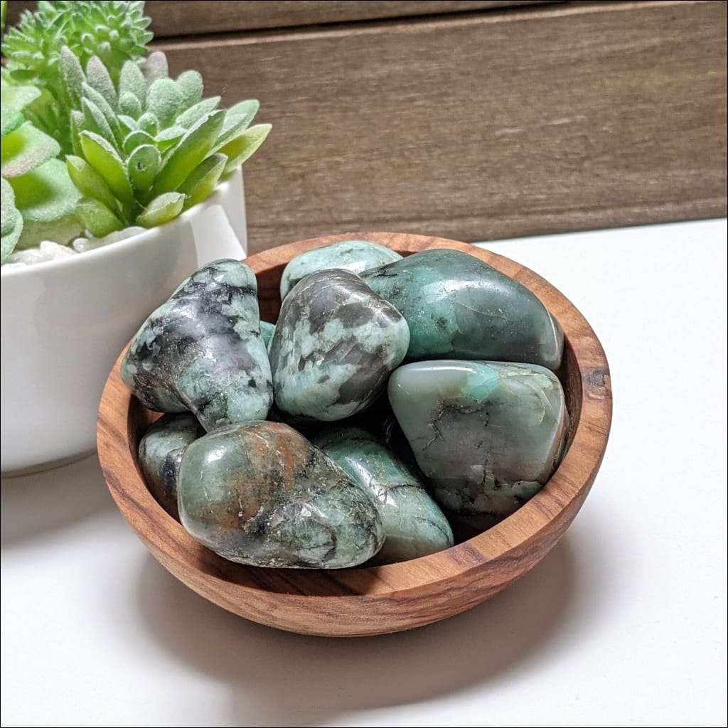 Gorgeous Emerald Tumbled Stone Consciously Sourced Crystals from Brazil
