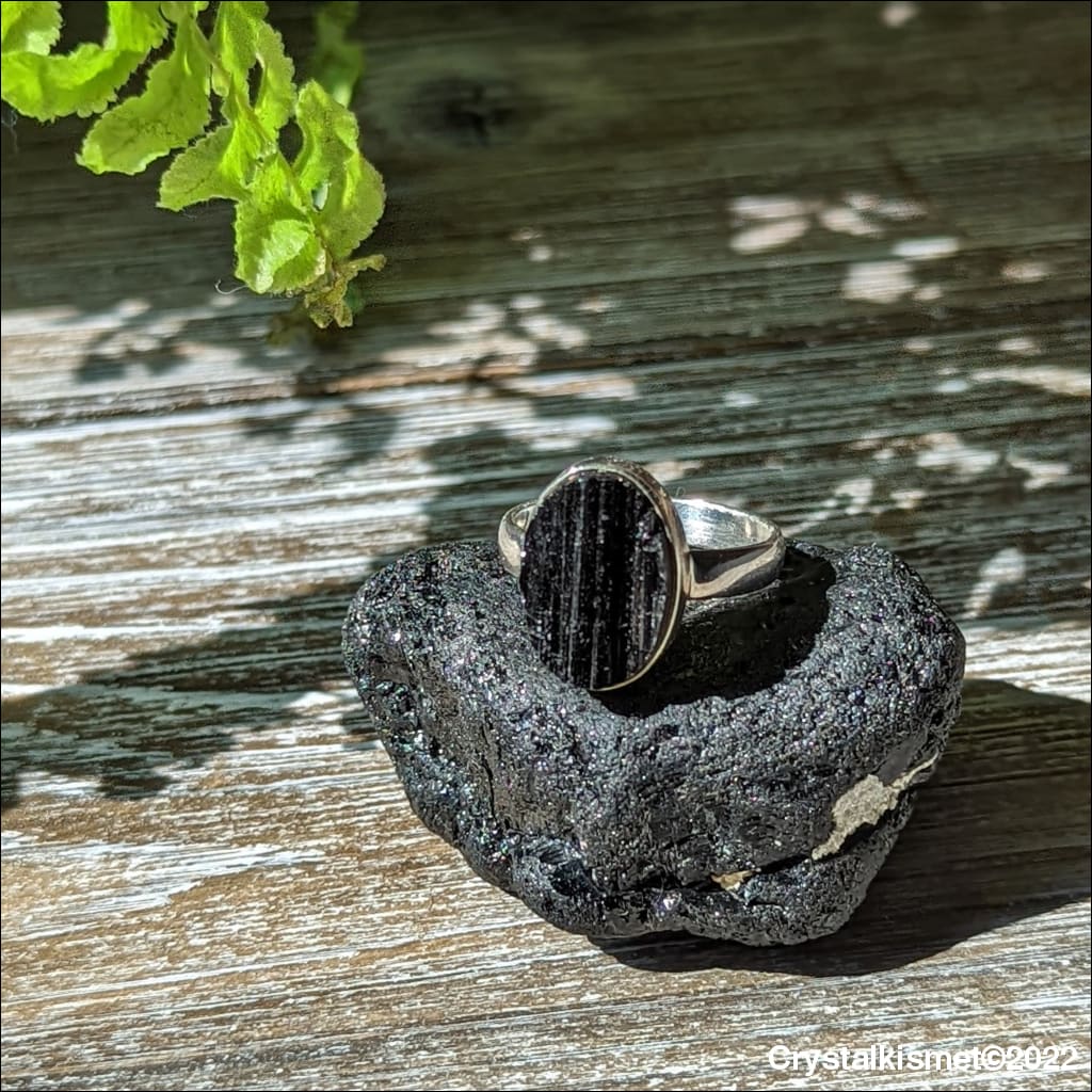 Raw Natural Black Stone Ring 