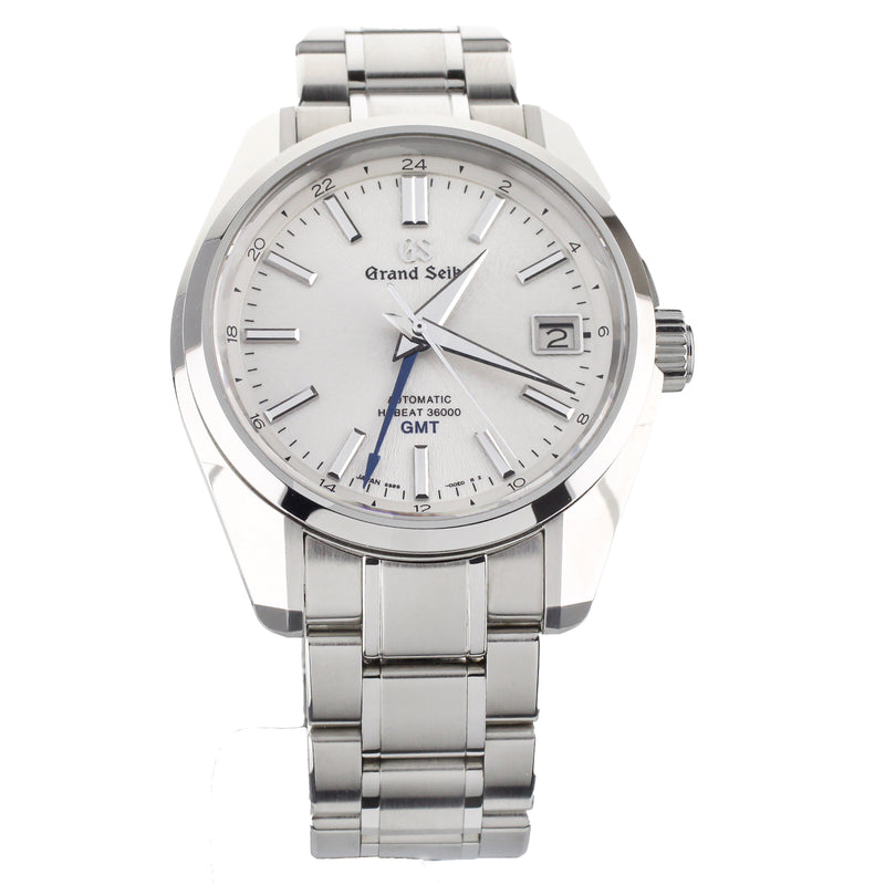 GRAND SEIKO HI BEAT GMT STAINLESS STEEL SILVER DIAL 40MM SBGJ201 FULL –  Burdeen's Jewelry