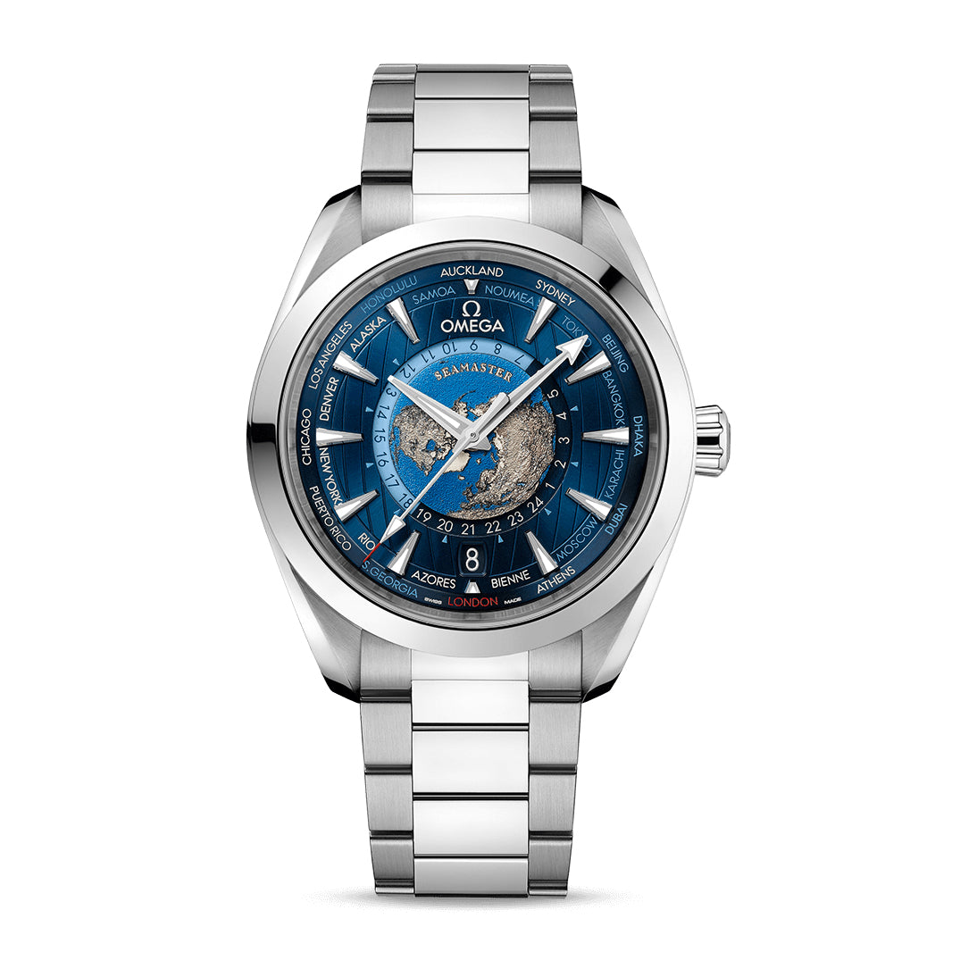 Omega Seamaster Aqua Terra 150m GMT Worldtimer Watch, 43mm Summer Blue