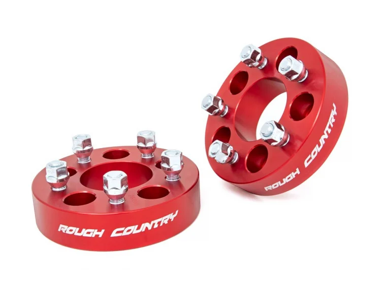 Rough Country  Inch Wheel Spacers Red 5 x  Bolt Pattern Pair 84- –  Strapt Performance Diesel And Offroad