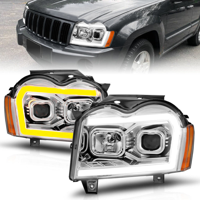 ANZO 2005-2007 Jeep Grand Cherokee Projector Headlights w/ Light