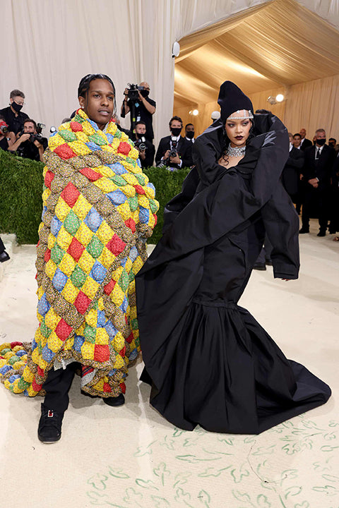 A$AP Rocky and Rihanna at the Met Gala 2021. 