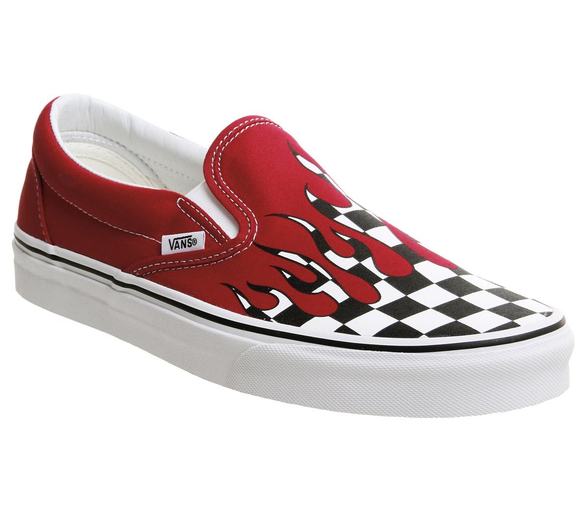 red flame checkered vans