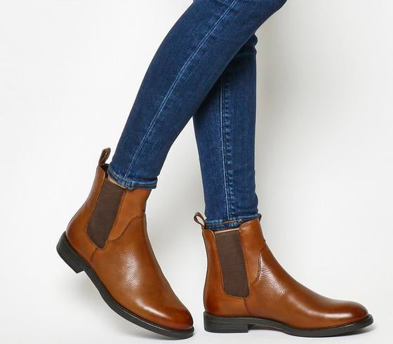 cognac leather chelsea boots