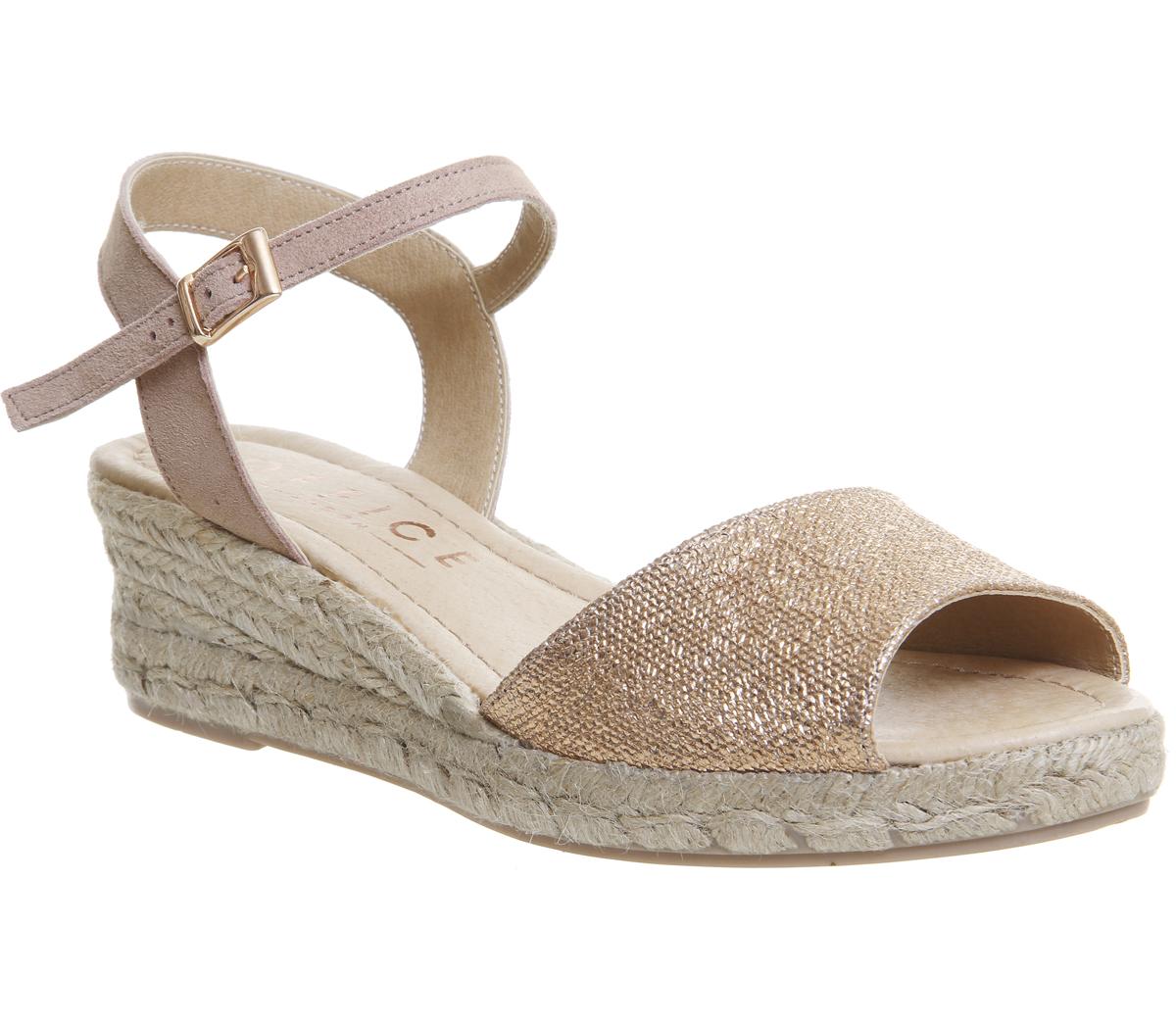 espadrille sandals rose gold