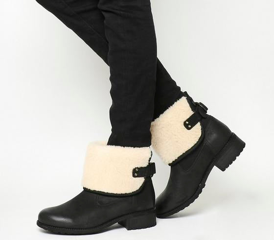 Womens Ugg Aldon Fold Down Black Suede 