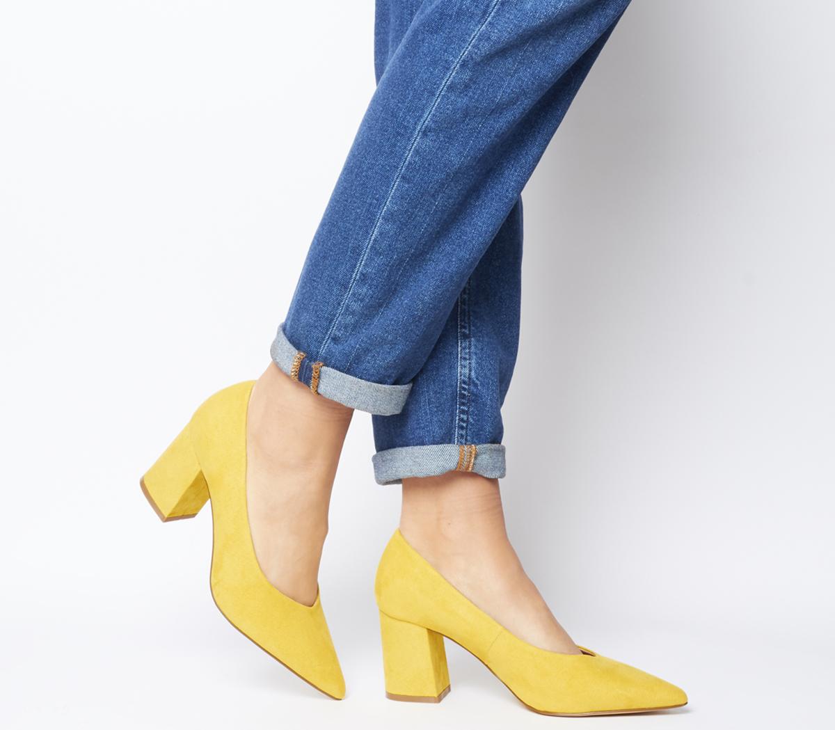 yellow chunky heels