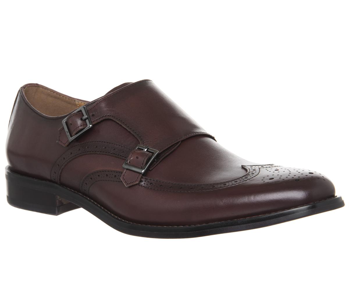 Mens Office Import Brogue Monk Burgundy 