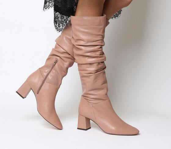 camel leather knee high boots