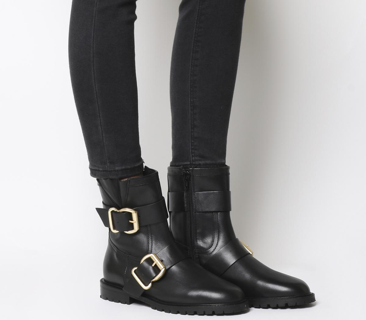 biker boots gold