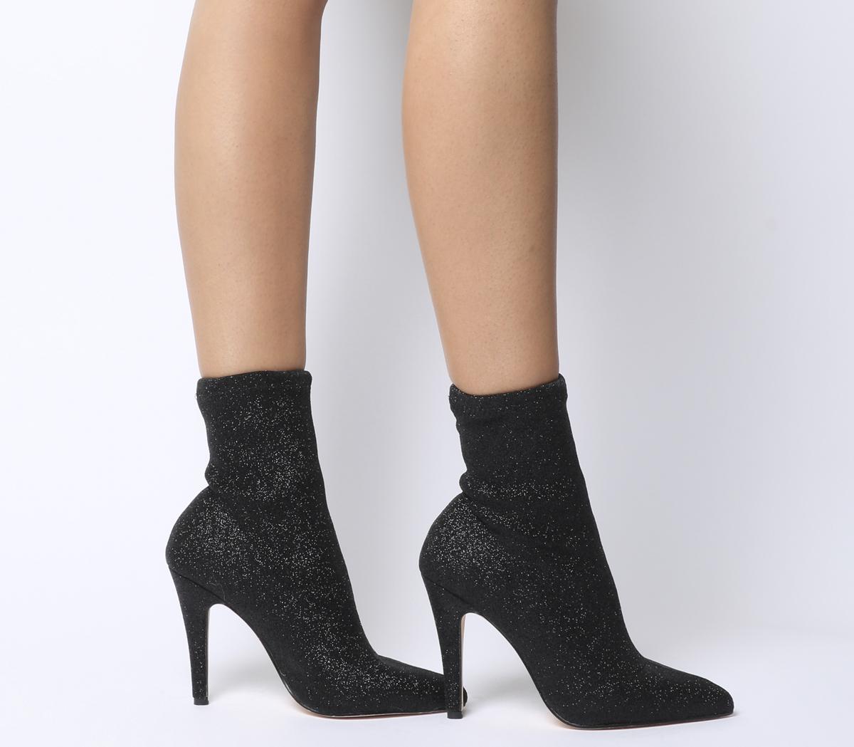 black glitter sock boots