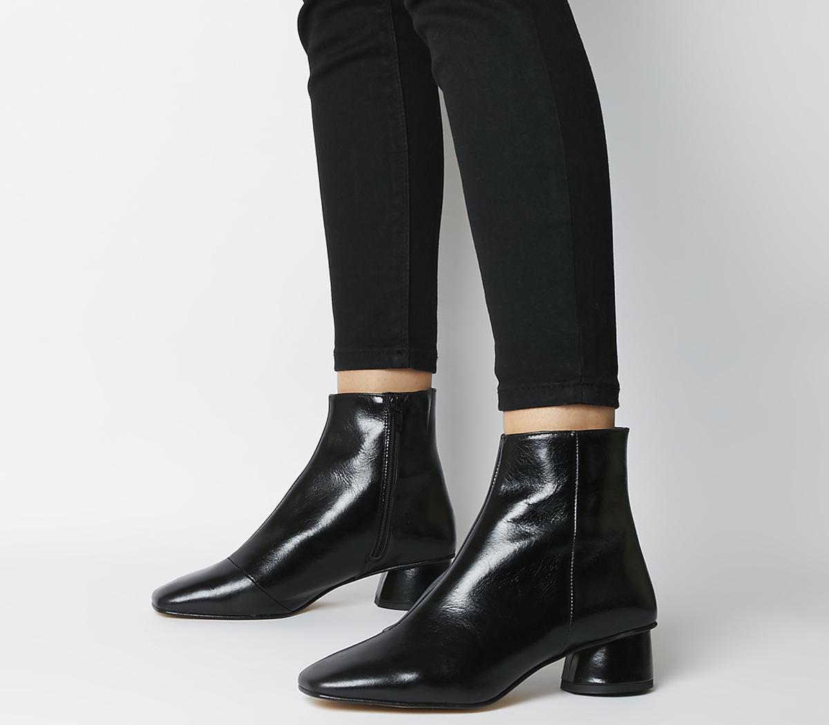 black low block heel boots