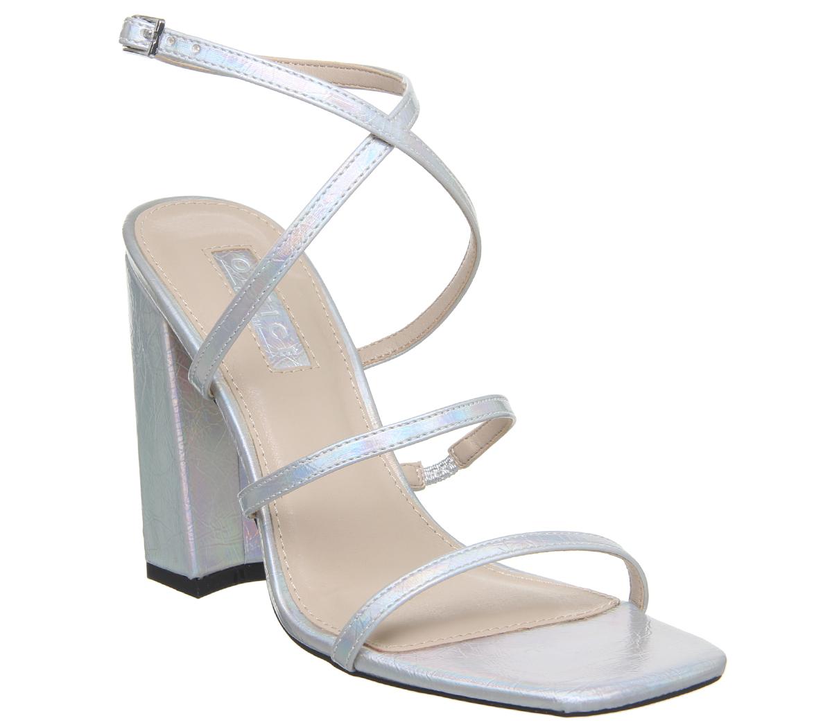 office silver block heels