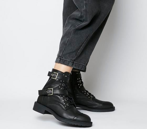 women's lace up buckle boots