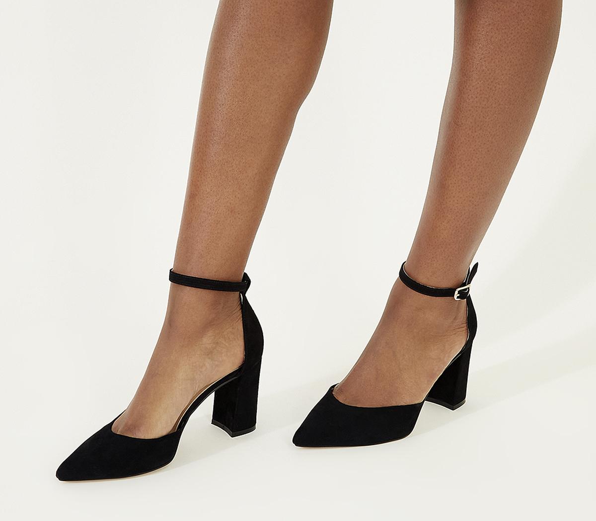 black court shoe with ankle strap