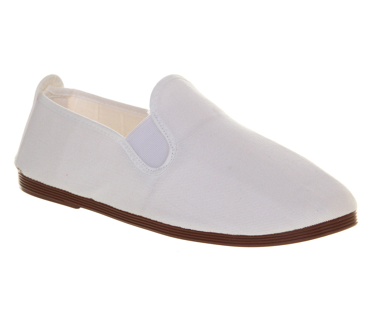 Mens Flossy Plimsoles White Canvas 