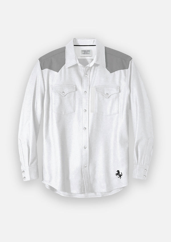 Men's White Diamonds Long Sleeve Grey Western Shirt